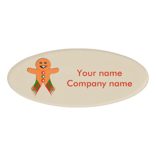 Kerstfeest Gingerbread Man Custom Name Label Naambadge (Voorkant)