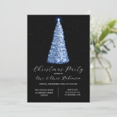 Kerstfeest Glam Navy Blue Tree Sparkle Kaart (Staand voorkant)