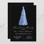 Kerstfeest Glam Navy Blue Tree Sparkle Kaart (Voorkant / Achterkant)