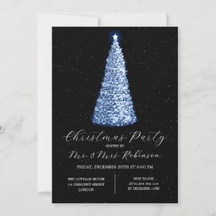 Kerstfeest Glam Navy Blue Tree Sparkle Kaart