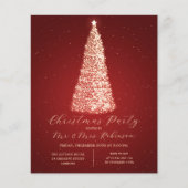 Kerstfeest Glam Red Tree Sparkle Invite Flyer (Voorkant)