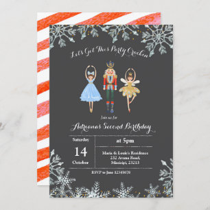 Kerstfeest Glitter Birthday Invite Ballet Kaart