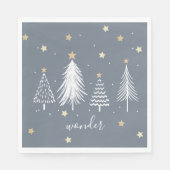 Kerstfeest Gold Stars Blauw Servet (Voorkant)