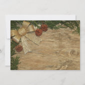 Kerstfeest Golden Green Leaves Red Rustic Kaart (Achterkant)