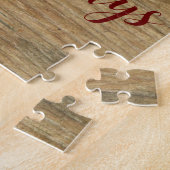 Kerstfeest Golden Green Leaves Red Rustic Legpuzzel (Zijkant)