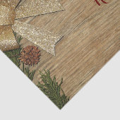 Kerstfeest Golden Green Leaves Red Rustic Tissuepapier (Detail)