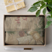 Kerstfeest Golden Green Leaves Red Rustic Tissuepapier (Geschenk)