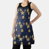 Kerstfeest Golden Ornaments Navy Blue Elegant Schort (Insitu)