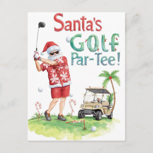 Kerstfeest Golf Feest Kerstman golft op de baan Feestdagenkaart