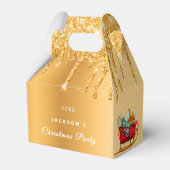 Kerstfeest goud glitterspul rode slee bedankdoosjes (Achterkant)