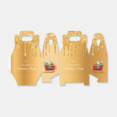 Kerstfeest goud glitterspul rode slee bedankdoosjes (Uitgevouwen)