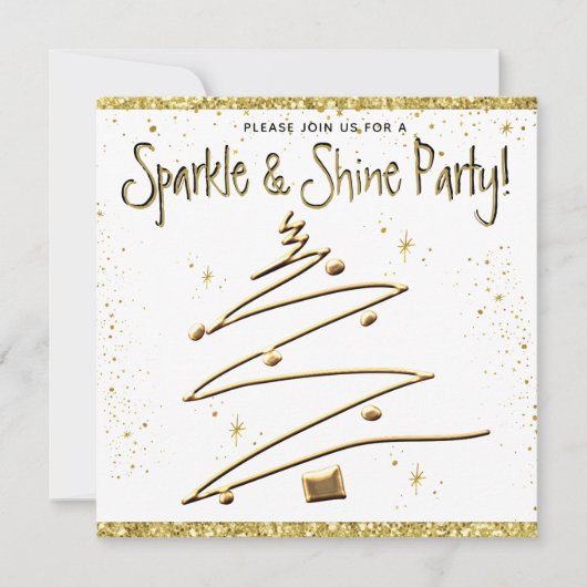 Kerstfeest Goud Wit Uitnodiging (Voorkant)