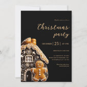 Kerstfeest Goud Zwart Gingerbread Vakantie Kaart (Voorkant)