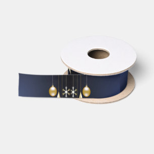 Kerstfeest Gouden Ornamenten Marineblauw Elegant Lint