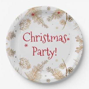kerstfeest, gouden pins, papieren bordje