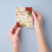 Kerstfeest Gouden Sparkle Rode Poinsettia Flyer (Hand)