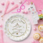 Kerstfeest Gouden Witte Sparkle en Shine Papieren Bordje (Feest)