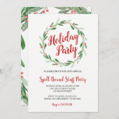 Kerstfeest Greenery Krans Uitnodiging (Voorkant / Achterkant)