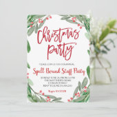 Kerstfeest Greenery Wreath Uitnodiging (Staand voorkant)