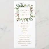 Kerstfeest groen met goud bruiloft programma (Voorkant)