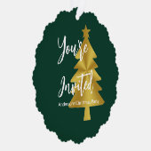 Kerstfeest Groene Wit en Gouden Uitnodiging (Rechts)