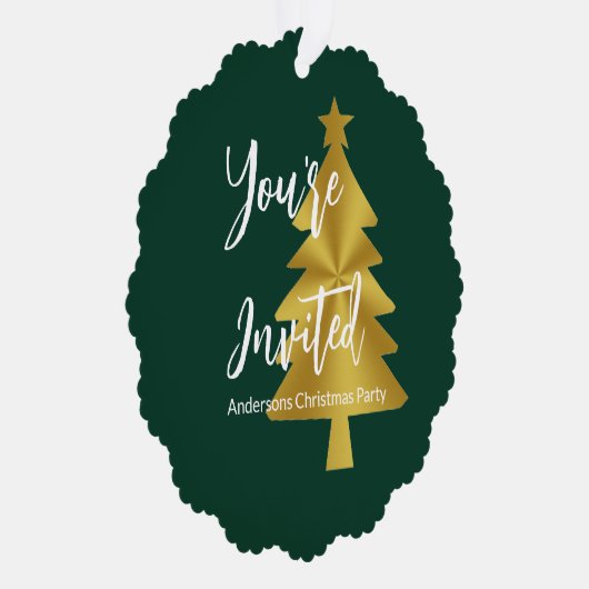 Kerstfeest Groene Wit en Gouden Uitnodiging (Rechts)