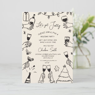 Kerstfeest Hand getekend Funky handschrift Kaart