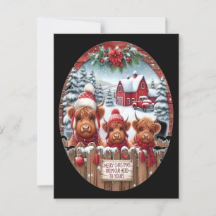 Kerstfeest Highland Koe Bubblegum 2025 Briefkaart
