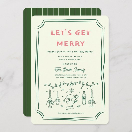 Kerstfeest HolidayHand getekend funky handschrift Kaart