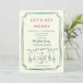 Kerstfeest HolidayHand getekend funky handschrift Kaart (Staand voorkant)