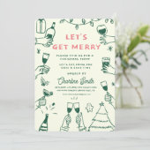 Kerstfeest HolidayHand getekend funky handschrift Kaart (Staand voorkant)