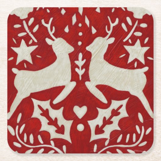 Kerstfeest Ik Vierkante Kartonnen Onderzetter (Voorkant)