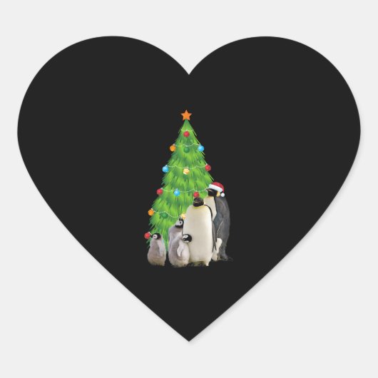 Kerstfeest in de pinguïn hart sticker (Voorkant)