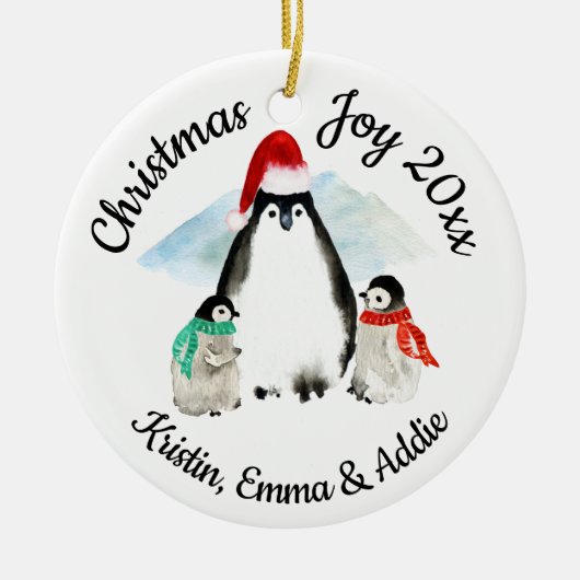 Kerstfeest in de pinguïn keramisch ornament (Voorkant)
