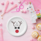 Kerstfeest in het Kind van Cute Reindeer Face Papieren Bordje (Feest)