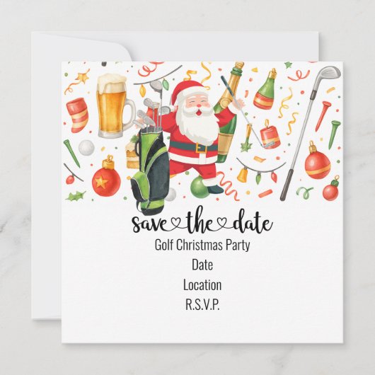 Kerstfeest in het thema van de kerstman save the date (Voorkant)