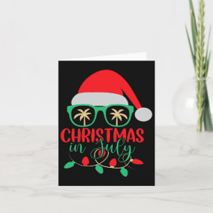 Kerstfeest in juli Santa Hat Sungles Summer Celebr Kaart