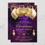 Kerstfeest in Paarse en gouden Baubles Kaart (Voorkant / Achterkant)