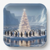 Kerstfeest in Penguin Papieren Bordje (Voorkant)