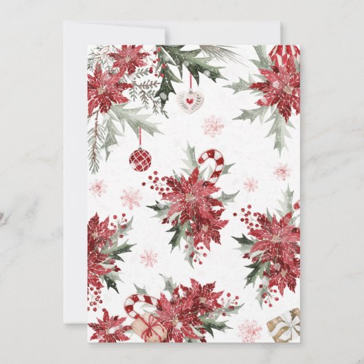 Kerstfeest in Poinsettia Kaart (Achterkant)