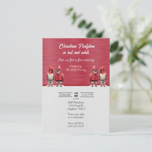 Kerstfeest in rood en wit kaart (Staand voorkant)