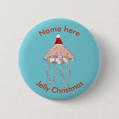 Kerstfeest Jellyfish Custom Button (Voorkant)
