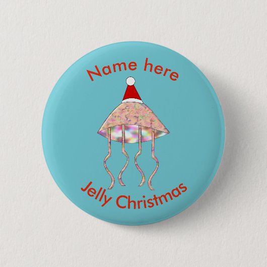 Kerstfeest Jellyfish Custom Button (Voorkant)