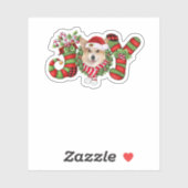Kerstfeest Joy Dwarf Stocking Corgi Sticker (Vel)