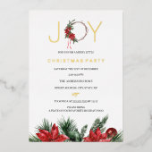 Kerstfeest Joy Foliage Wreate Folie Uitnodiging (Voorkant)