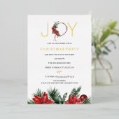 Kerstfeest Joy Foliage Wreate Folie Uitnodiging (Staand Voorkant)