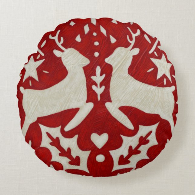 Kerstfeest Joy I Rond Kussen (Voorkant)