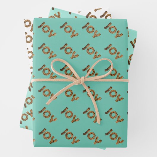 Kerstfeest Joy Leopard Pattern Inpakpapier Vel (In situ)