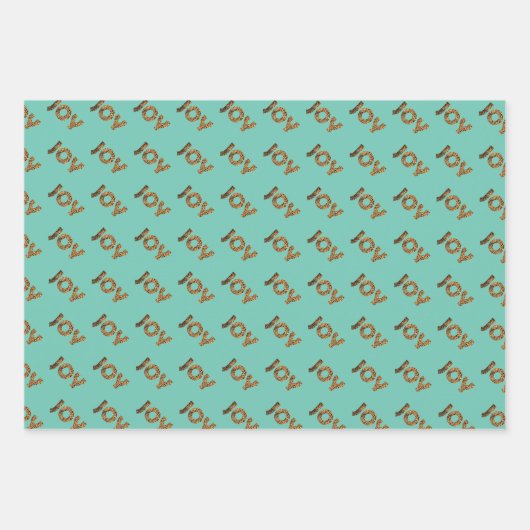 Kerstfeest Joy Leopard Pattern Inpakpapier Vel (Voorkant)