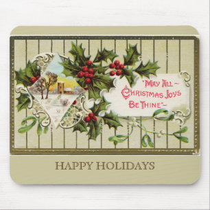 Kerstfeest Joy Prettige feestdagen Mousepad Muismat